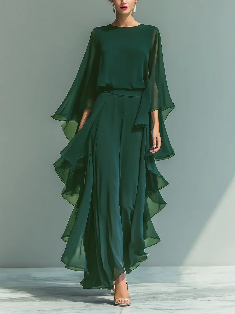 Aurora — Chiffon Ruffle Top & Trouser Set