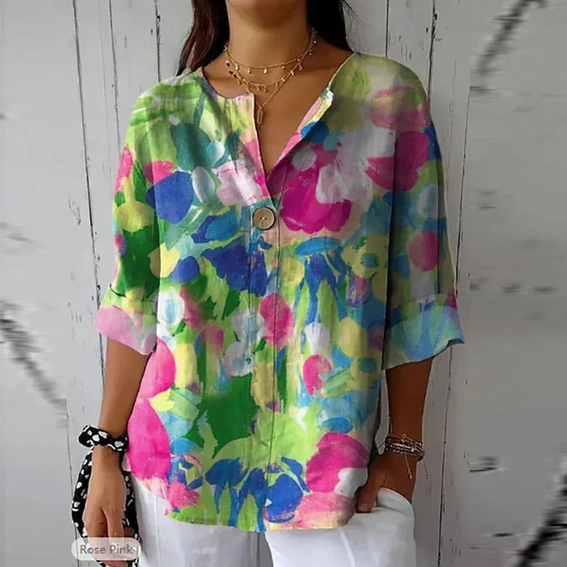 Floral Blouse in Lightweight Fabric - Elegant Floral Blouse