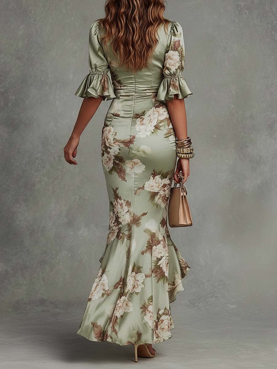 Anastasia — Floral Satin Maxi Dress