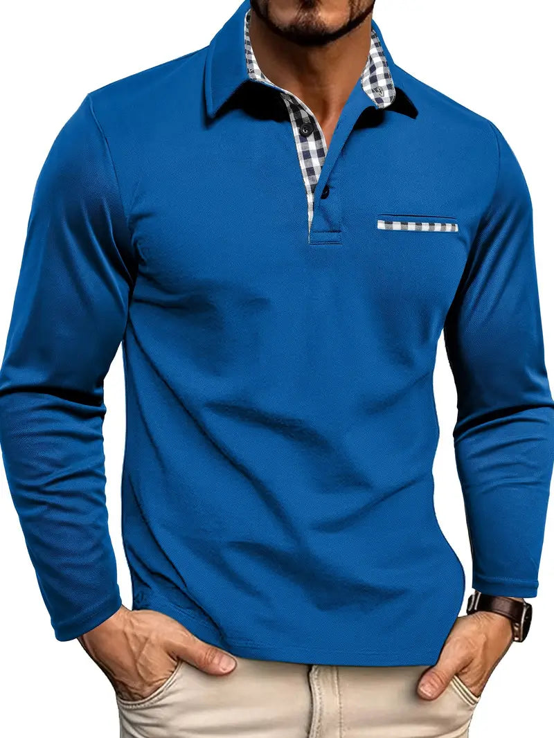 Long-Sleeve Knit Polo – Tailored Fit Comfort