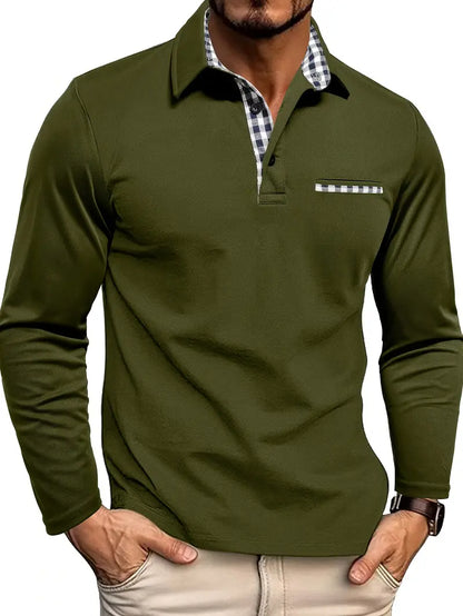 Long-Sleeve Knit Polo – Tailored Fit Comfort