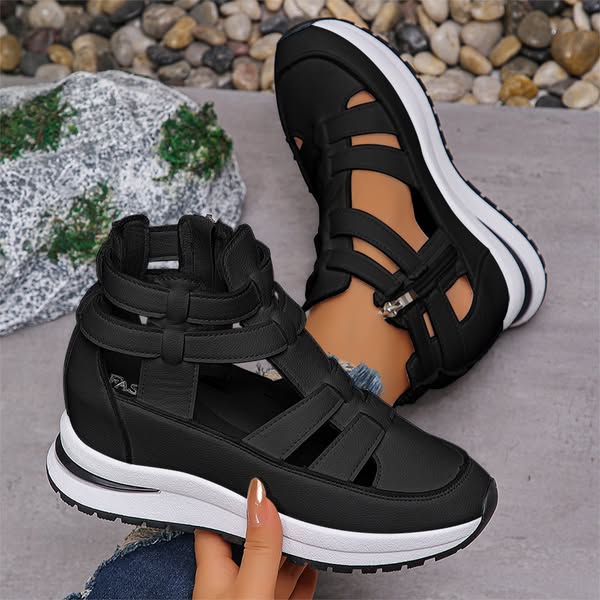 Comfortable, lightweight wedge sandals with side zipper