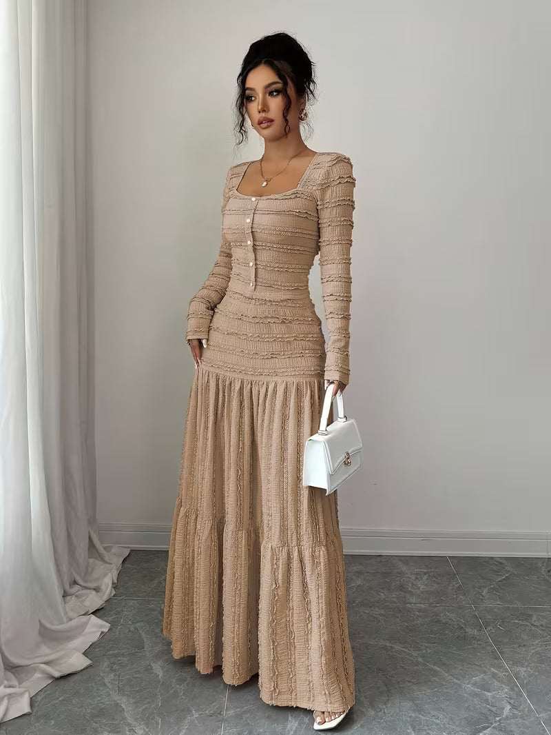 Maisonelle — Sculpted Square-Neck Maxi Dress