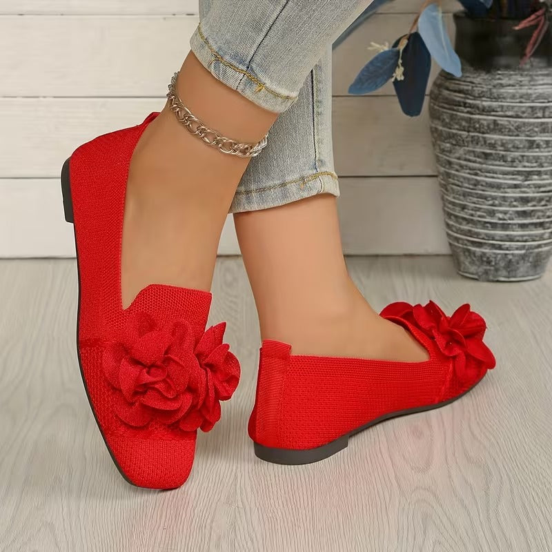 Women's Floral Mary Jane Shoes - Comfortable Flat Heel