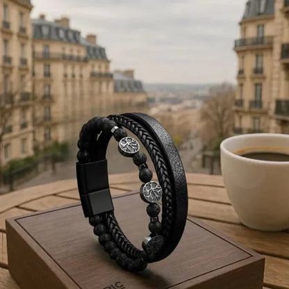 Roots Bracelet — Forged Leather with Nordic Inspiration for Men with Temper