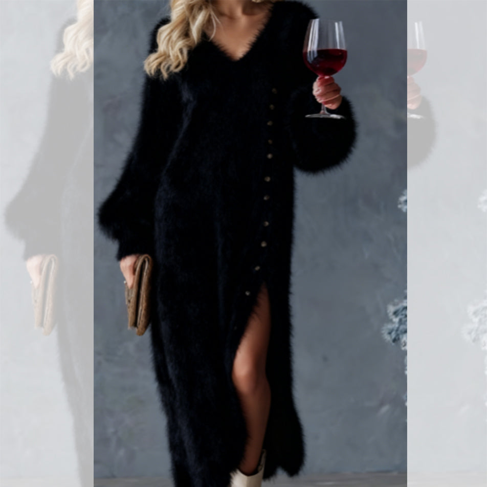 Elegant High-Quality Plush Dress - Elegant Knitted Dress