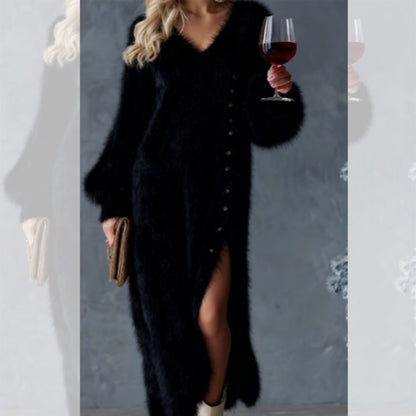 Elegant High-Quality Plush Dress - Elegant Knitted Dress