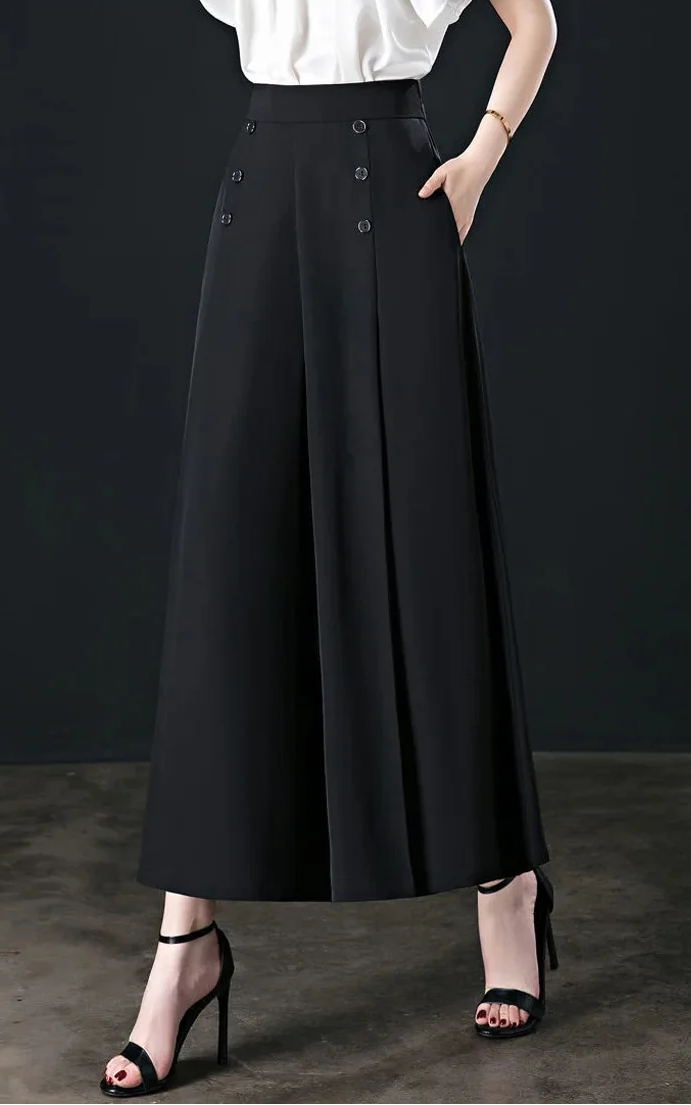 Hotishop - Comfortable Stylish Pleated Trousers with Wide Legs