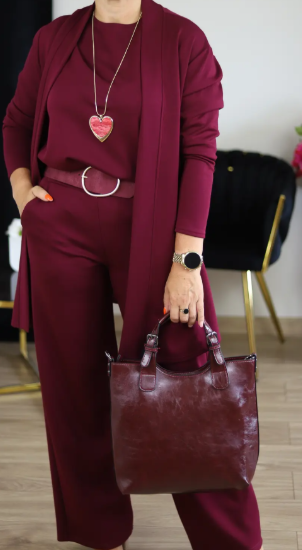 Elegant 3-Piece Set - Comfortable Long Cardigan, Top, and Pants