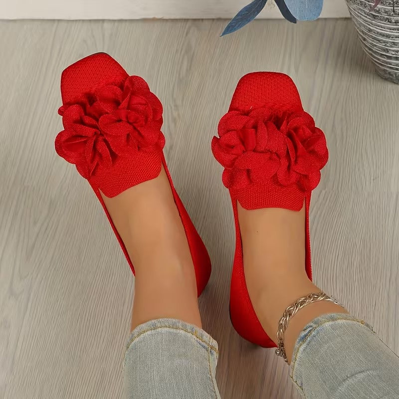 Women's Floral Mary Jane Shoes - Comfortable Flat Heel