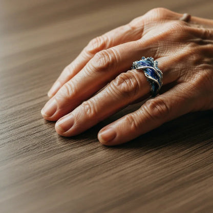 Gold Ring - Unique Ocean Wave Motif