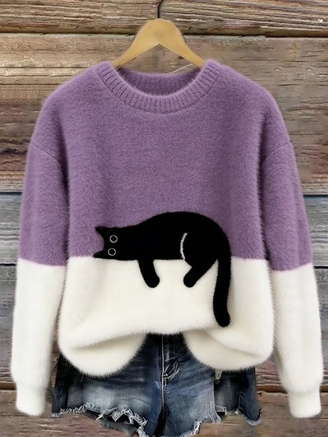 Caitlin - Comfortable Casual Cat Graphic Jumper