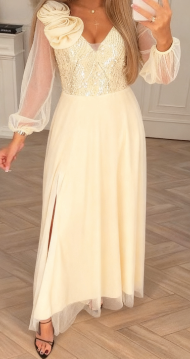 Elegant Lace Sleeve Dress - Comfortable Elegant Dress