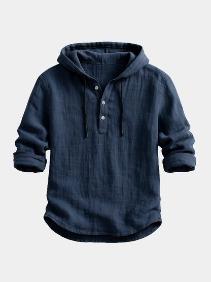 Lorenzo - Refined Linen Hoodie Shirt