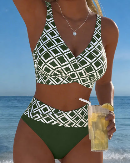Diavèra — Diamond Print Bra-Cut Bikini Set