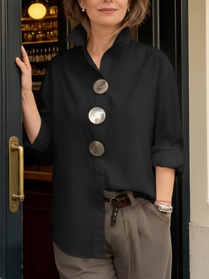 Elegant cotton and linen blouse - Comfortable loose blouse