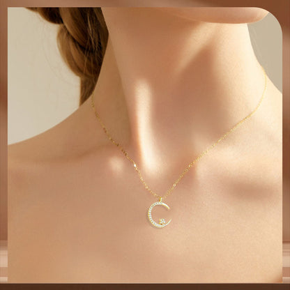 Moon and Star Bright Necklace - Elegant Travel-Ready Necklace