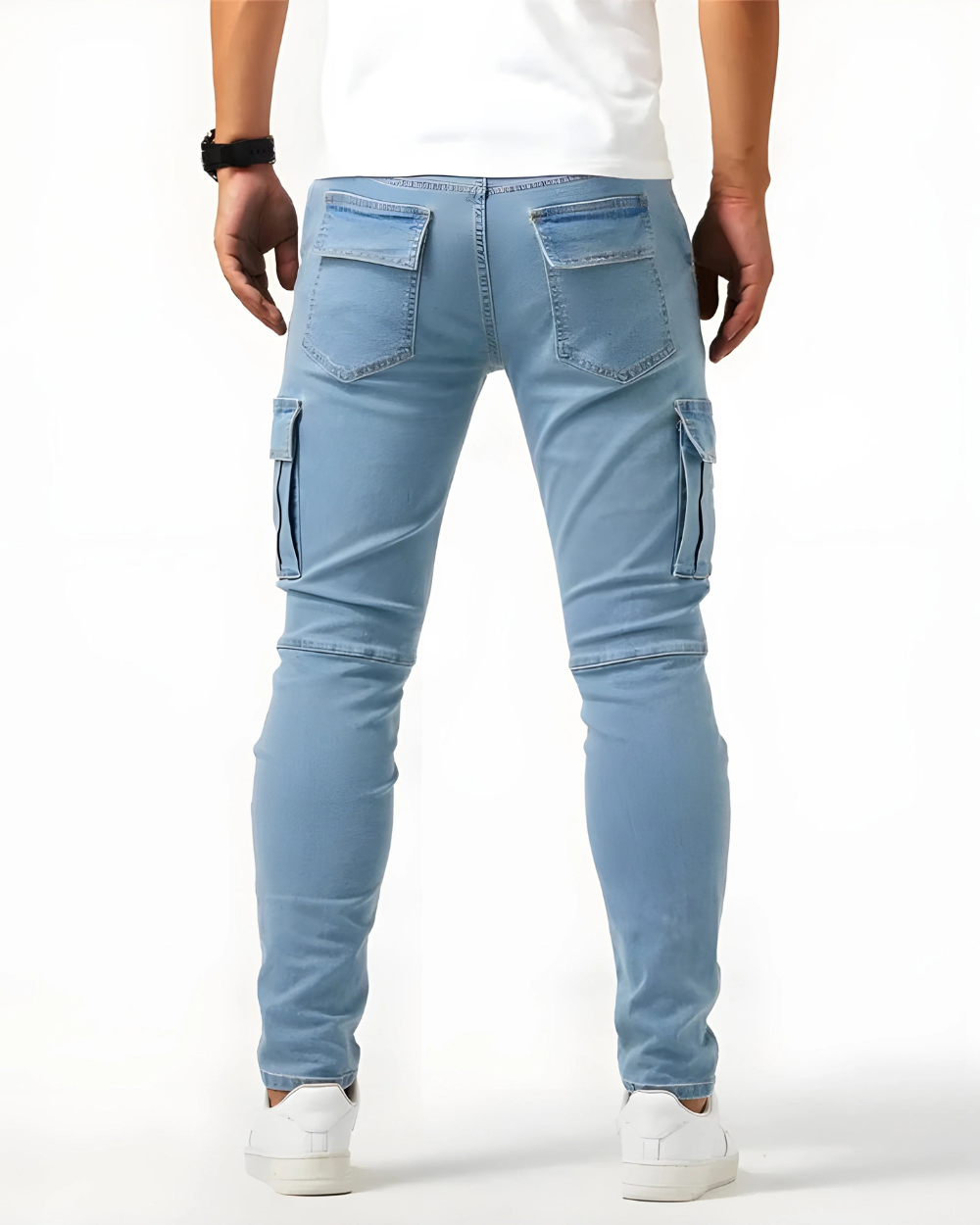 Navy Elastic Cargo Pants