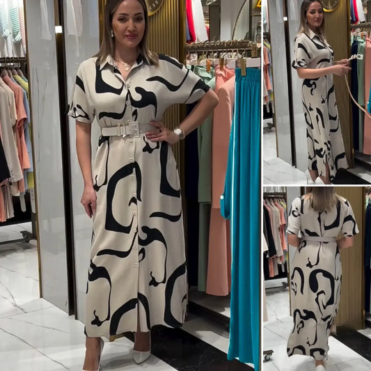 Beautiful dress with a belt - Comfortable Elegant Dress