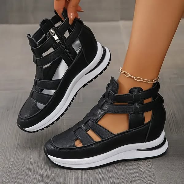 Comfortable, lightweight wedge sandals with side zipper