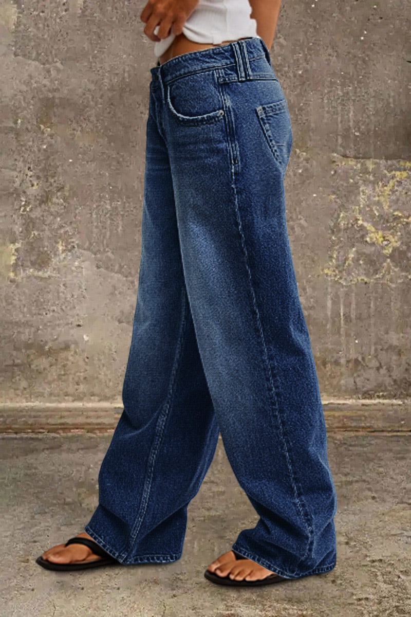 Straight Leg Jeans - Stylish Mid Rise Jeans