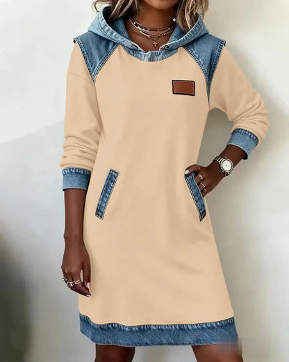 Nordveil - Hooded Knee-Length Dress