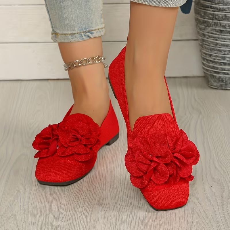 Women's Floral Mary Jane Shoes - Comfortable Flat Heel