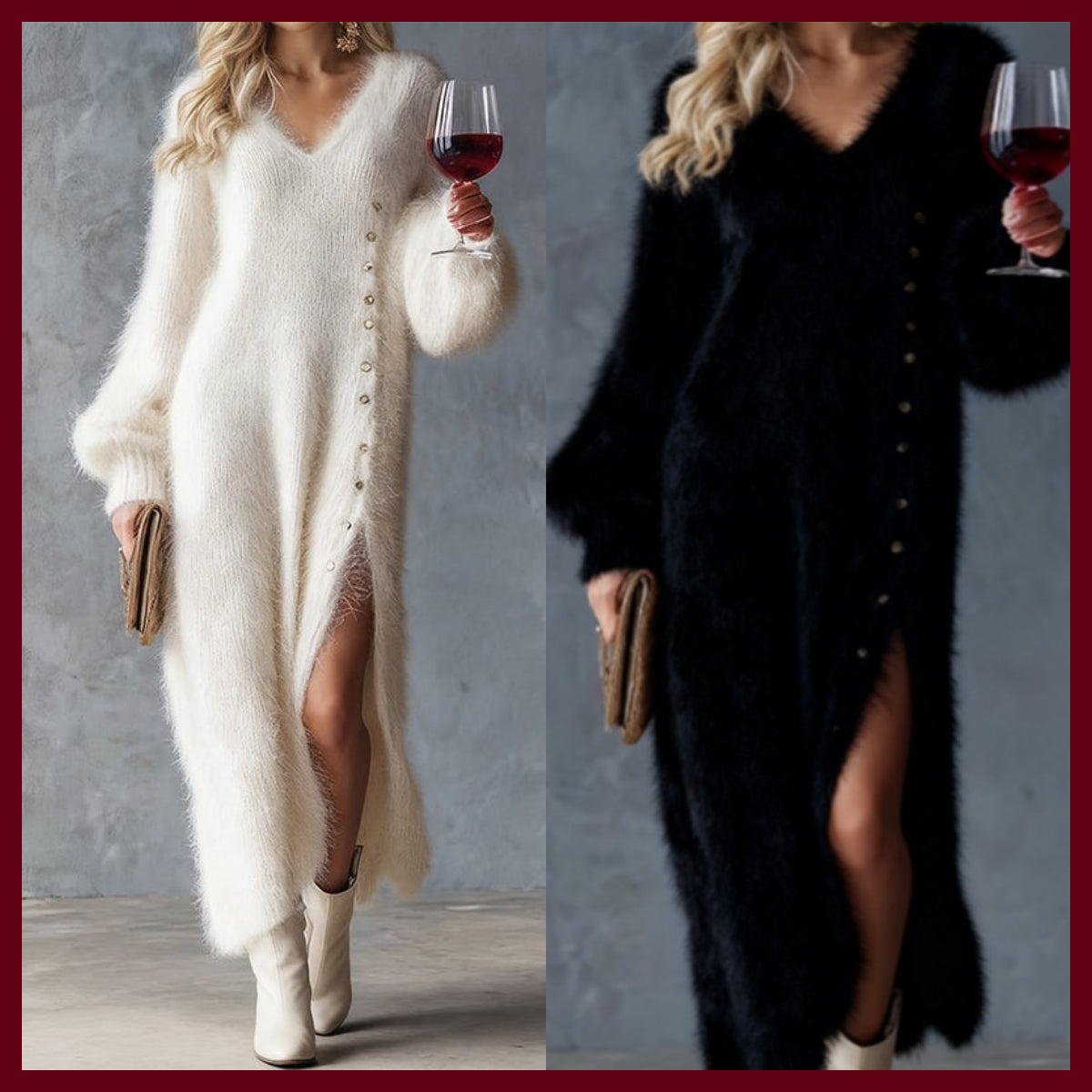 Elegant High-Quality Plush Dress - Elegant Knitted Dress