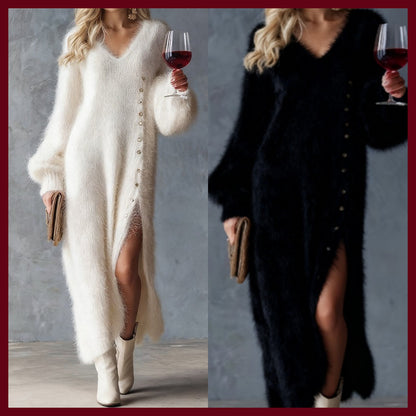 Elegant High-Quality Plush Dress - Elegant Knitted Dress