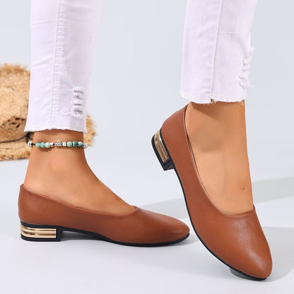 Women's leather comfortable flat loafers