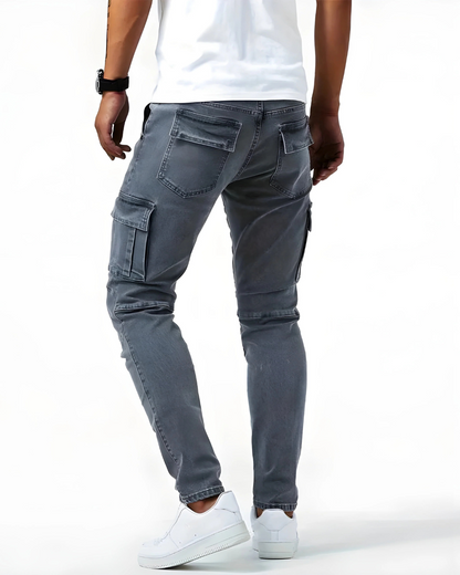 Navy Elastic Cargo Pants