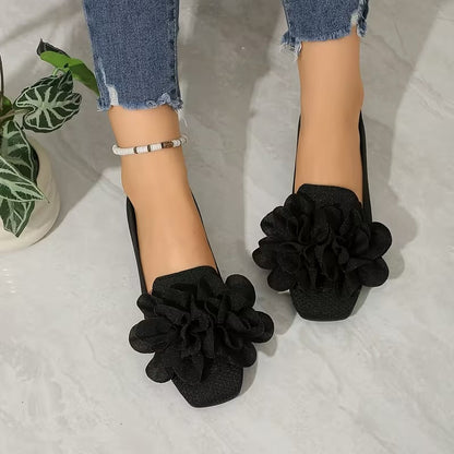 Women's Floral Mary Jane Shoes - Comfortable Flat Heel