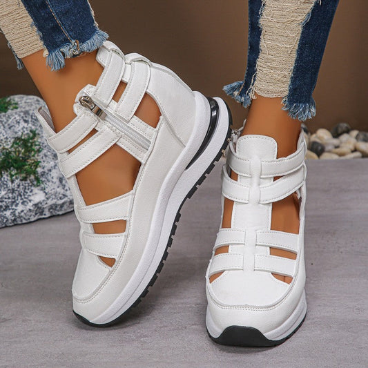 Comfortable, lightweight wedge sandals with side zipper