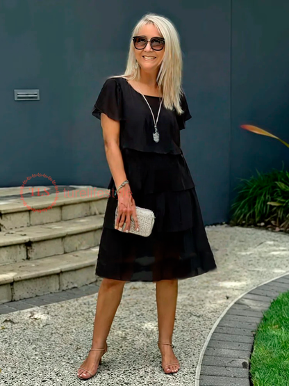 Loose Layer - Elegant Chiffon Dress