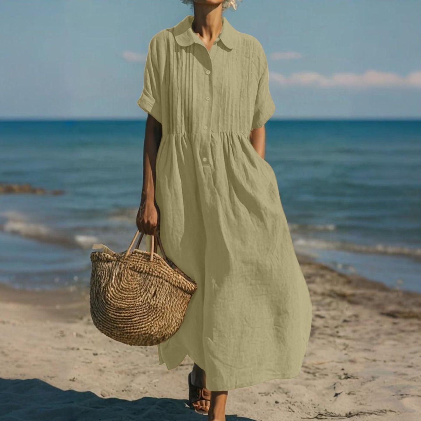 Alízé — Linen Button-Front Summer Dress