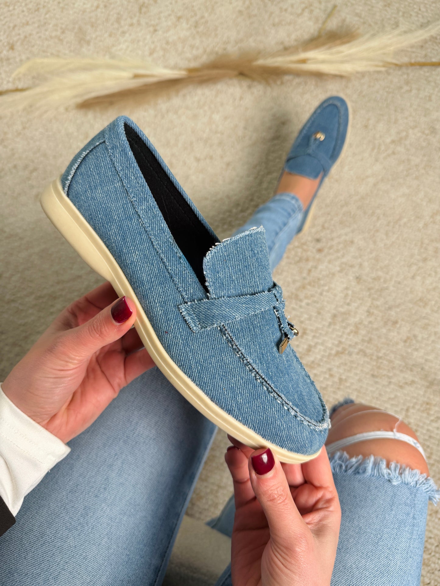 Verona — Denim Loafer with Gold Detailing