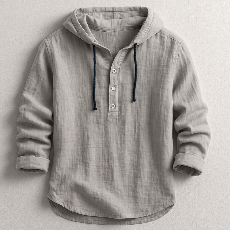 Lorenzo - Refined Linen Hoodie Shirt