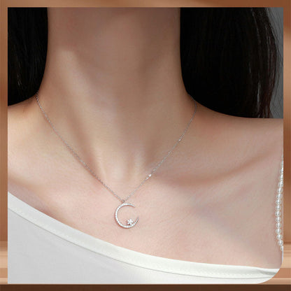 Moon and Star Bright Necklace - Elegant Travel-Ready Necklace