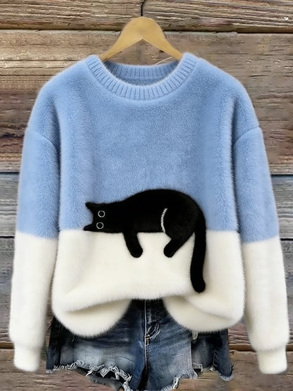 Caitlin - Comfortable Casual Cat Graphic Jumper