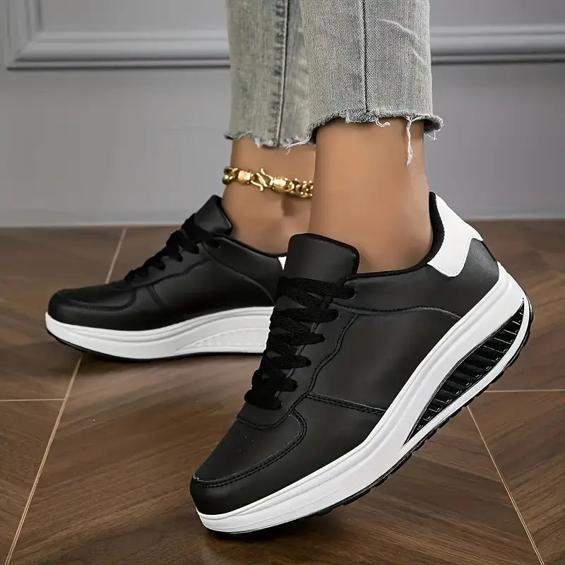 Women's Casual Fashion - Breathable Platform Wedge Sneakers