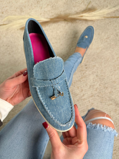 Verona — Denim Loafer with Gold Detailing