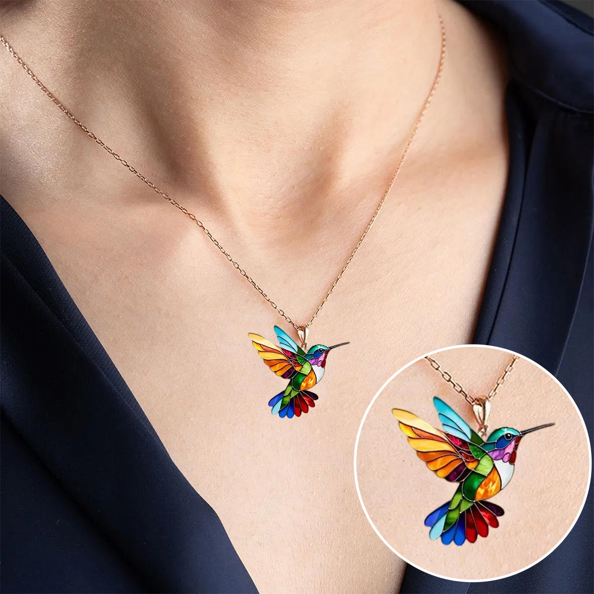 Beautiful Necklace with Hummingbird Design