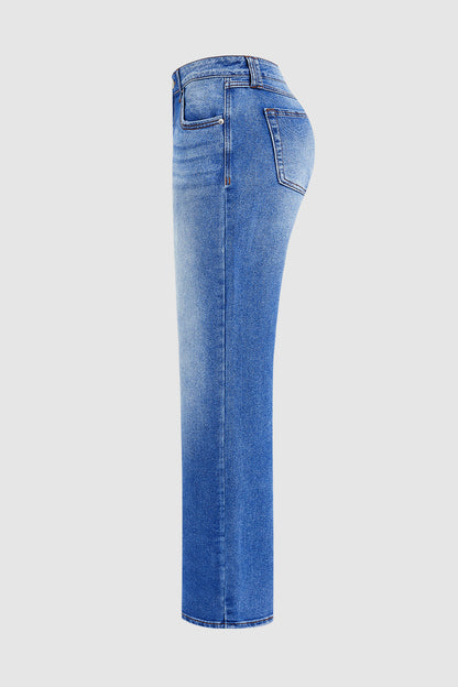 Straight Leg Jeans - Stylish Mid Rise Jeans