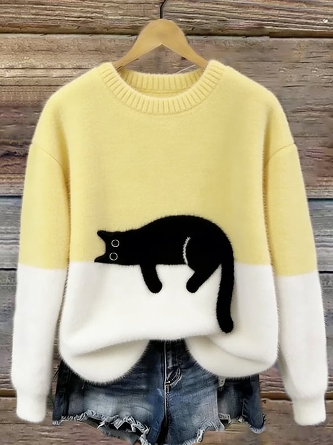 Caitlin - Comfortable Casual Cat Graphic Jumper