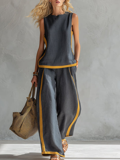 Women's Casual Loose Pants with Round Neck