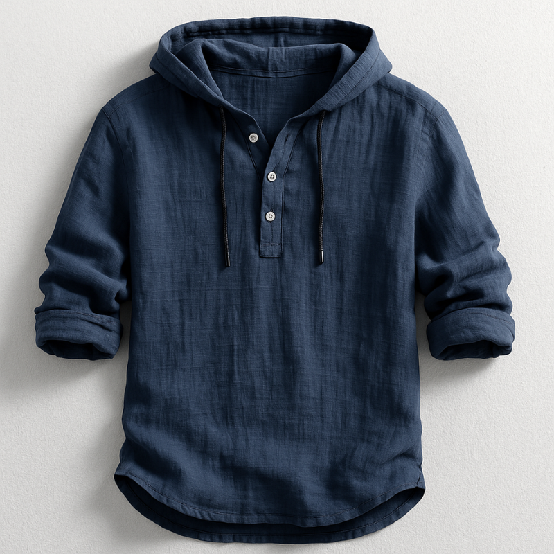 Lorenzo - Refined Linen Hoodie Shirt