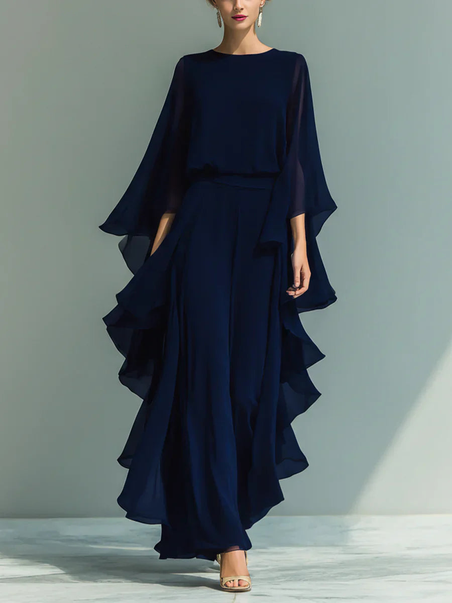 Aurora — Chiffon Ruffle Top & Trouser Set
