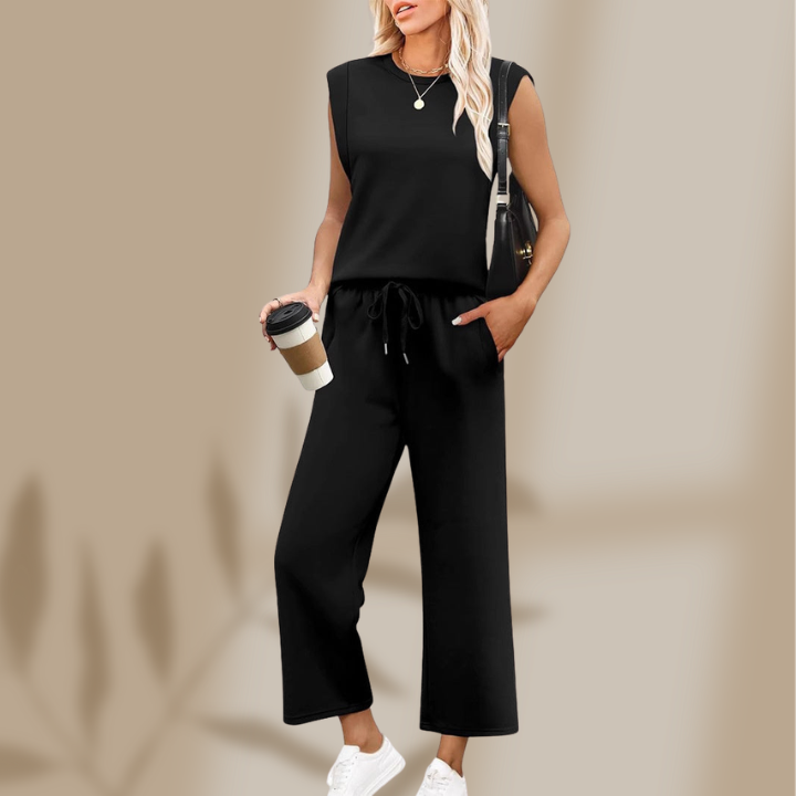 Leona —  Sleeve Top & Wide-Leg Crop Set