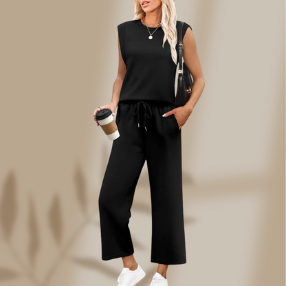 Leona —  Sleeve Top & Wide-Leg Crop Set