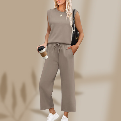 Leona —  Sleeve Top & Wide-Leg Crop Set